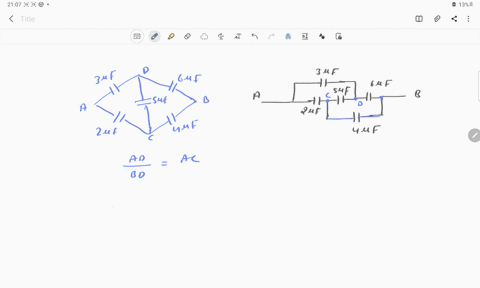in-the-circuit-shown-the-equivalent-capacitance-between-the-points-a-and-b-is-a-frac103-mu-mathrmf-2