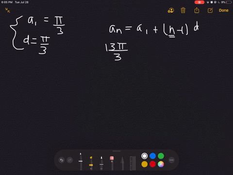 find-the-sum-fracpi3frac2-pi3pifrac4-pi3cdotsfrac13-pi3