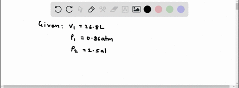 a-sample-of-gas-has-an-initial-volume-of-268-mathrml-at-a-pressure-of-086-mathrmatm-if-the-gas-is-co