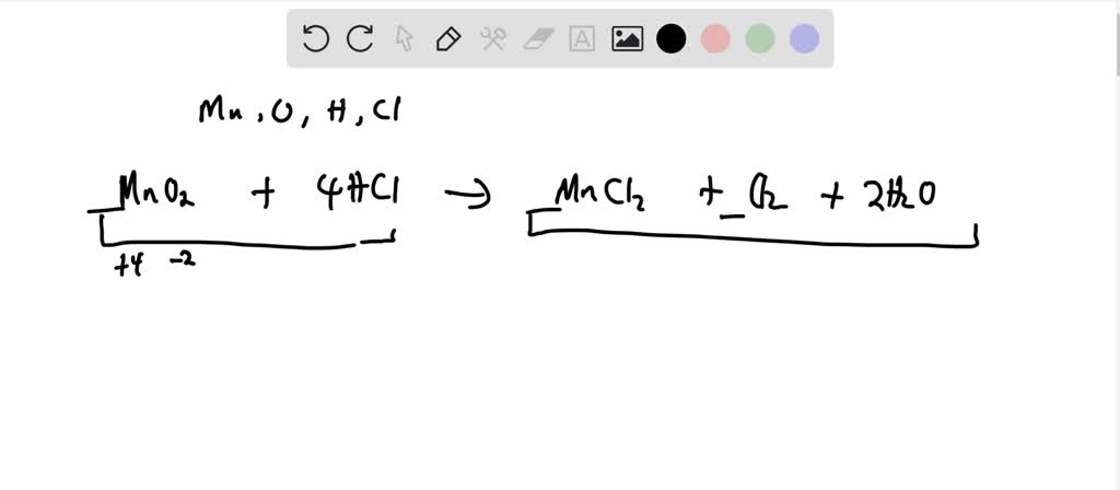 SOLVED:The reaction of MnO2 and HCl yields MnCl2, Cl2, and water. Write ...