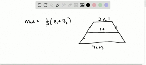 SOLVED:Each diagram shows a trapezoid and its median. Find the value of x