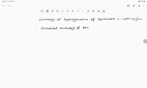 the-enthalpy-of-hydrogenation-of-cyclohexene-is-1195-mathrmkj-mathrmmol-1-if-resonance-energy-of-b-3