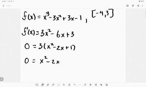 find-the-absolute-extrema-of-the-given-function-on-the-indicated-interval-fxx3-3-x23-x-1-quad-43