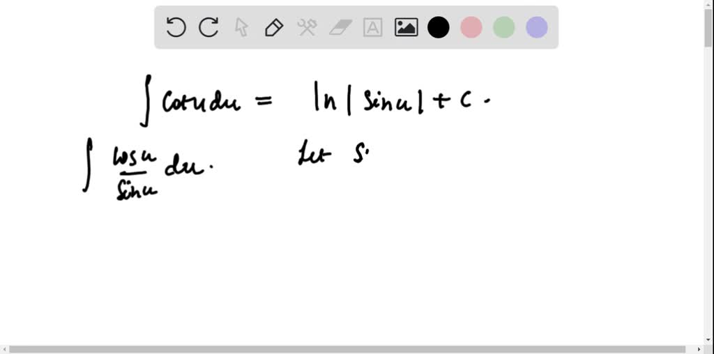 SOLVED:Derive the formula ∫cotu d u=ln|sinu|+C.