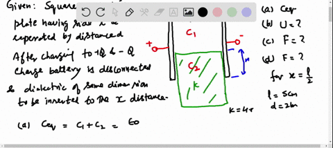 a-capacitor-is-constructed-from-two-square-metallic-plates-of-sides-ell-and-separation-d-charges-q-2