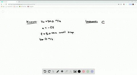 an-object-is-moving-along-the-x-axis-at-t-0-it-has-velocity-v_0x-200-ms-starting-at-time-t-0-it-has-