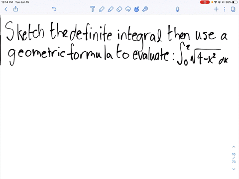 Definite Integral Geometric Formulas Sketch the region whose area is represented by the definite integral ...
