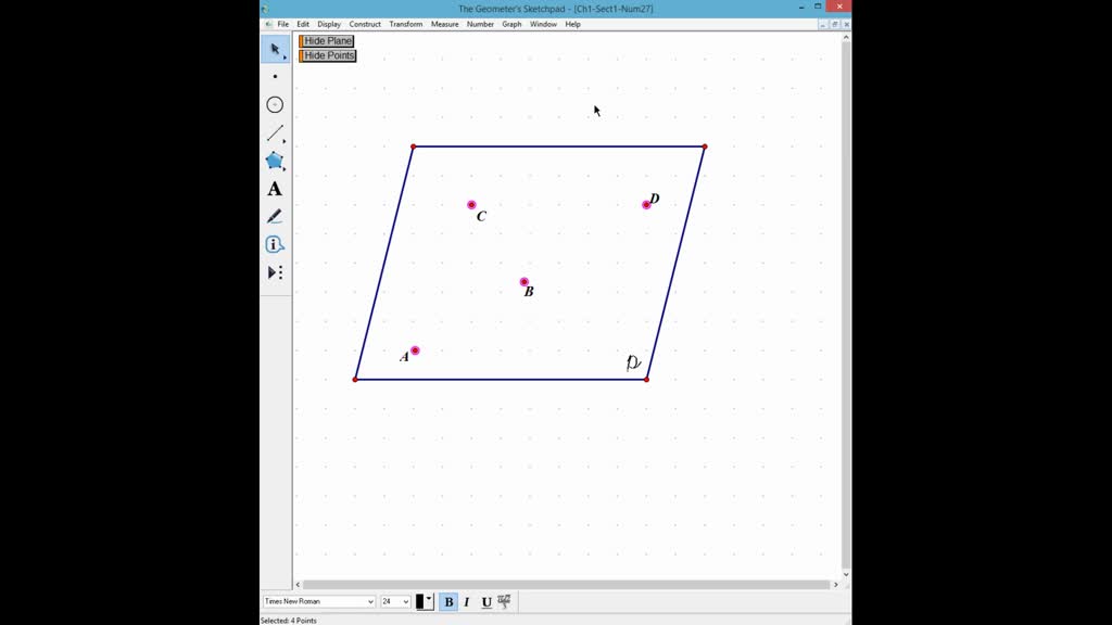 SOLVED:Draw a plane containing four coplanar points A, B, C, and D ...