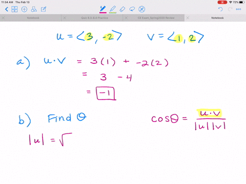 5-14-dot-products-and-angles-between-vectors-find-a-mathbfu-cdot-mathbfv-and-mathbfb-the-angle-bet-5