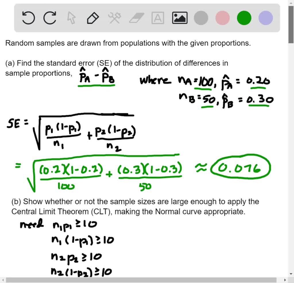 SOLVEDIf random samples of the given sizes are drawn from populations