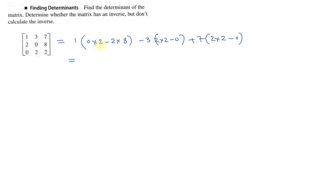 SOLVED:Find the determinant of the matrix. Determine whether the matrix ...