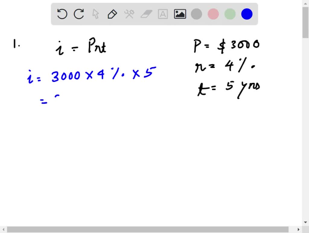 SOLVEDP= 2000, r=6 , t=3 years
