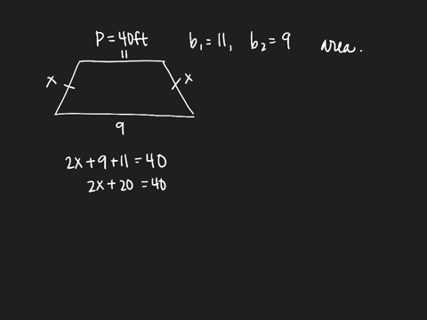 the-perimeter-of-an-isosceles-trapezoid-is-40-mathrmft-the-bases-of-the-trapezoid-are-11-ft-and-19-f