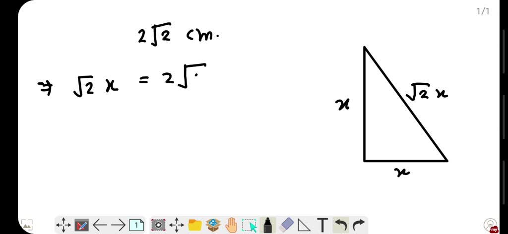 SOLVED:The hypotenuse of a 45-45-90 triangle measures 5 cm. How long is