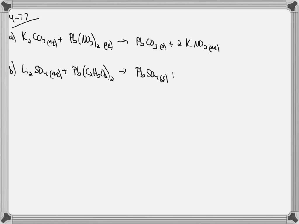SOLVEDWrite a molecular equation for the precipitation reaction that occurs (if any) when the
