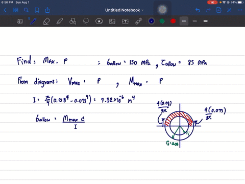 the-circular-hollow-shaft-is-supported-by-a-smooth-thrust-bearing-at-a-and-smooth-journal-bearing-at