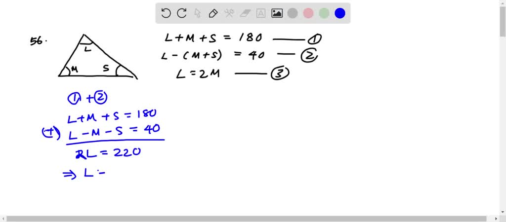 SOLVED:The sum of the measures of the two smaller angles of a triangle ...