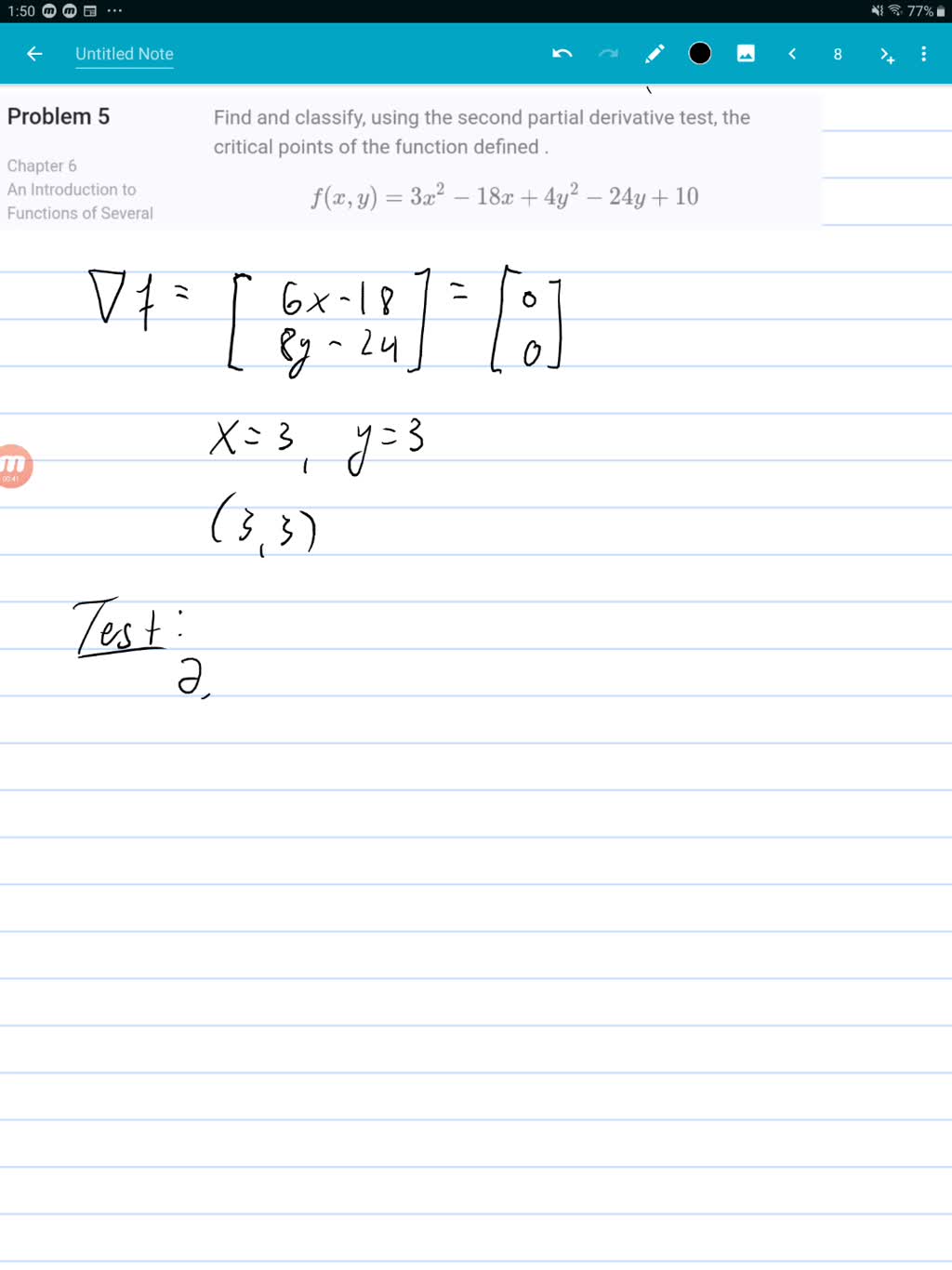 Solvedfind And Classify Using The Second Partial Derivative Test The Critical Points Of The 