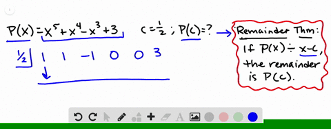 for-the-given-polynomial-px-and-the-given-c-use-the-remainder-theorem-to-find-pc-pxx5x4-x33-frac12