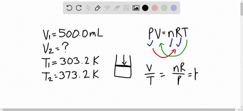 a-sample-of-a-gas-enclosed-in-a-cylinder-with-a-piston-has-a-volume-of-5000-mathrmml-at-300circ-math