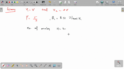 two-moles-of-an-ideal-monoatomic-gas-at-27circ-mathrmc-occupies-a-volume-of-v-if-the-gas-is-expanded