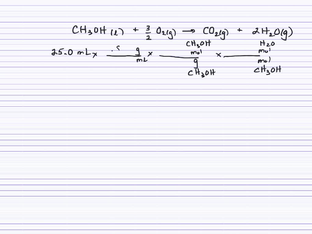 Consider The Combustion Reaction Between 25.0 Ml Of Liquid Methanol