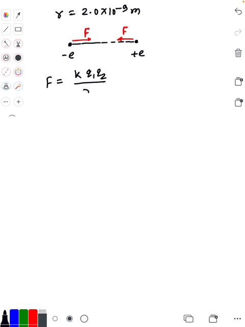 an-electron-and-a-proton-are-separated-by-20-mathrmnm-a-what-is-the-magnitude-of-the-force-on-the-el