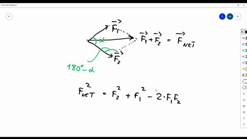 two-forces-of-692-newtons-and-423-newtons-act-at-a-point-the-resultant-force-is-786-newtons-find-the