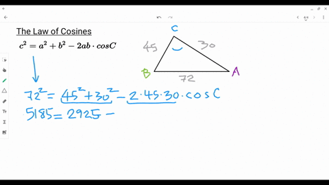 use-the-law-of-cosines-to-solve-the-triangle-a45-quad-b30-quad-c72