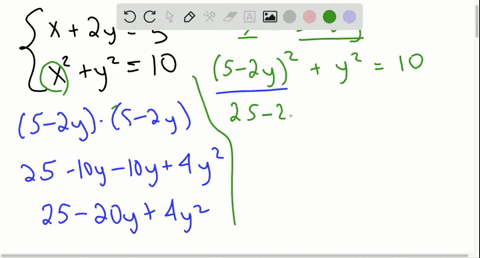 solve-each-system-beginarrayc-x2-y5-x2y210-endarray