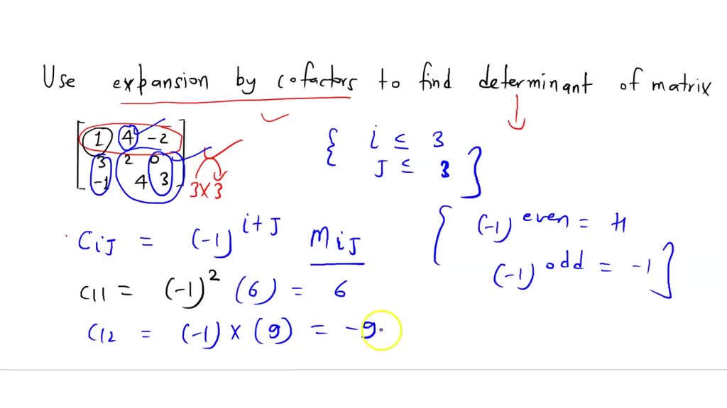 how to find the determinant of a matrix using cofactor expansion