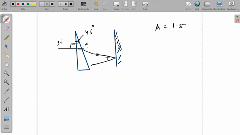 a-prism-having-an-apex-angle-4circ-and-refractive-index-15-is-located-in-front-of-a-vertical-plane-m