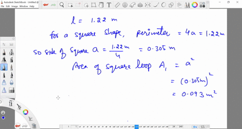 an-emf-is-induced-in-a-conducting-loop-of-wire-122-mathrmm-long-as-its-shape-is-changed-from-square-