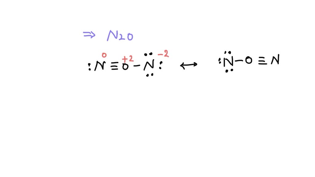 SOLVEDNitrous oxide (N2 O) has three possible Lewis structures ∴N=N=O