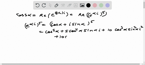 SOLVED:Use De Moivre's Theorem (Exercise 8) to compute cos5 θand sin5 ...