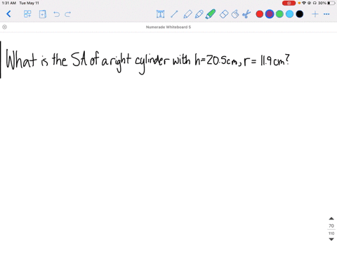 what-is-the-surface-area-of-a-right-cylinder-of-height-205-mathrmcm-and-radius-119-mathrmcm