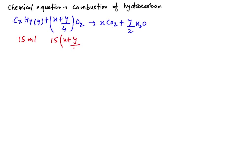 At 300 K and 1 atm, 15 mL a gaseous hydrocarbon requires 375 mL air ...