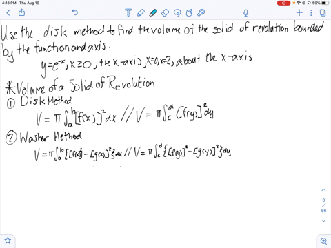 in-problems-11-16-use-the-disk-method-to-find-the-volume-of-the-solid-of-revolution-generated-by-r-3