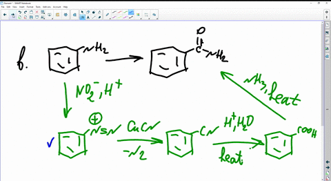 reactions-of-amines-how-would-you-convert-aniline-into-each-of-the-following-products-a-benzene-b-be