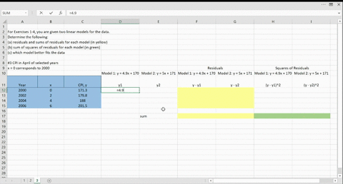 in-exercises-1-4-two-linear-models-are-given-for-the-data-for-each-model-a-find-the-residuals-and--3
