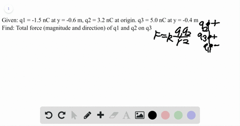 two-point-charges-are-located-on-the-y-axis-as-follows-charge-q_1-150-nc-at-y-0600-m-and-charge-q_2-