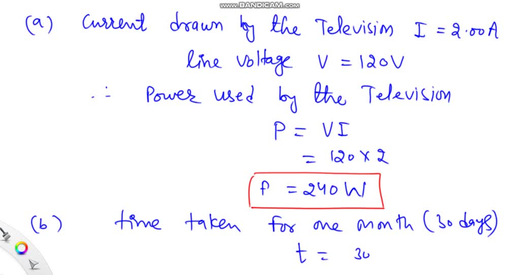 ⏩SOLVED(a) How much power does a television use if it draws 2.00 A