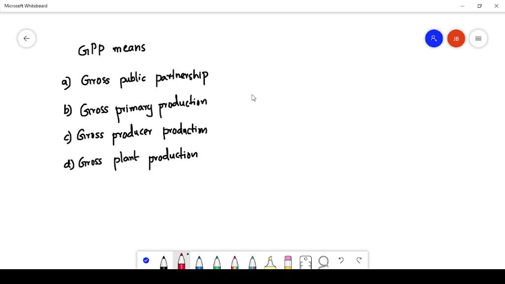 SOLVED:GPP means (a) Gross Public Partnership (b) Gross Primary ...