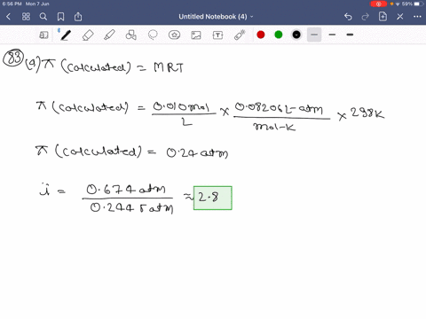 the-osmotic-pressure-of-a-0010-mathrmm-aqueous-solution-of-mathrmcacl_2-is-found-to-be-0674-atm-at-2