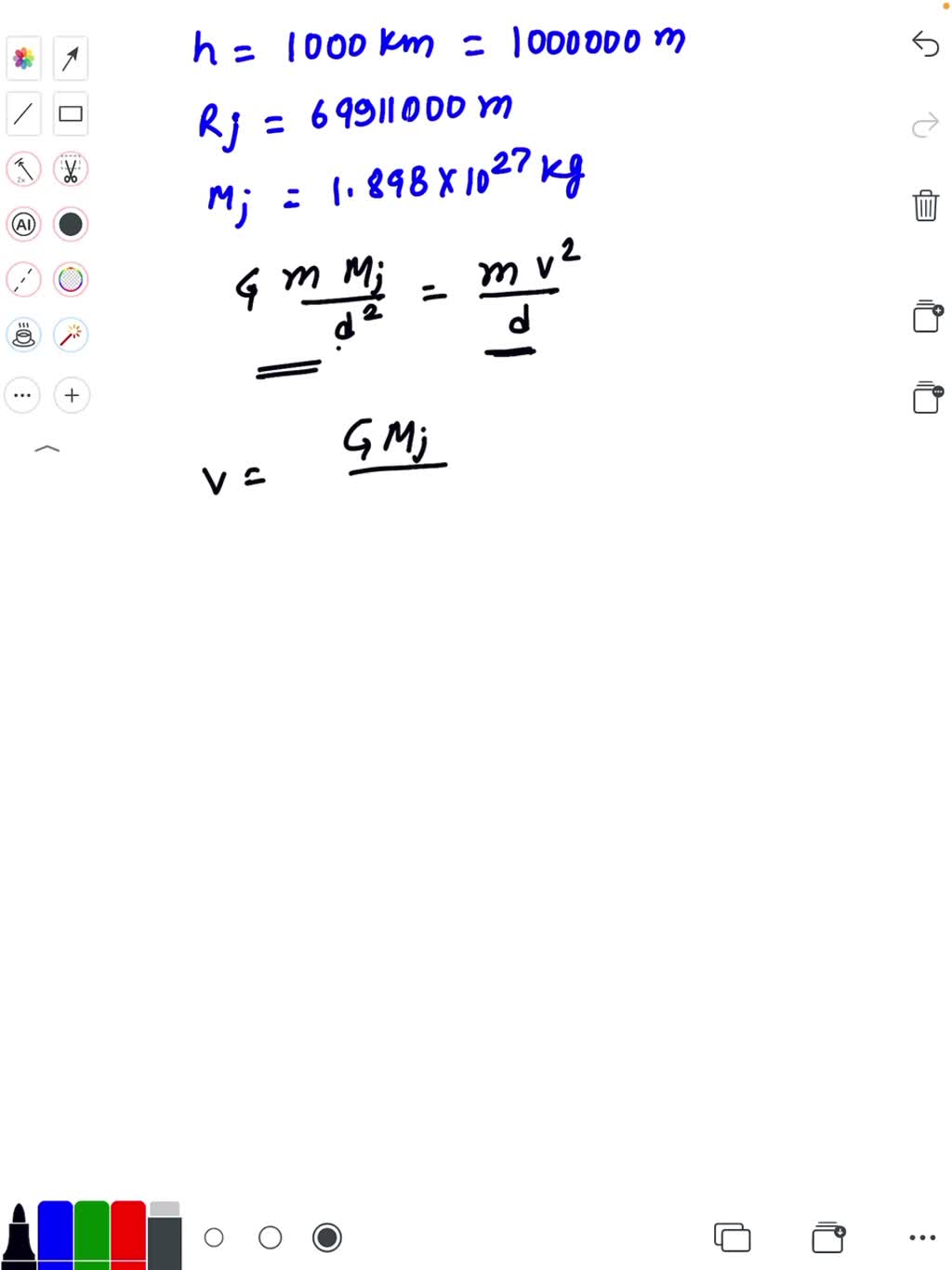 SOLVEDA spacecraft S is orbiting Jupiter in a circular path 1000 km