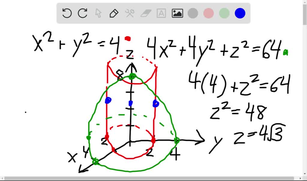 Solved Use Polar Coordinates To Find The Volume Of The Given Solid Inside Both The Cylinder X 2 Y 2 4 And The Ellipsoid 4 X 2 4 Y 2 Z 2 64