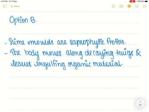 character-belongs-to-slime-moulds-a-saprophytes-b-forms-plasmodium-under-favourable-condition-c-spor