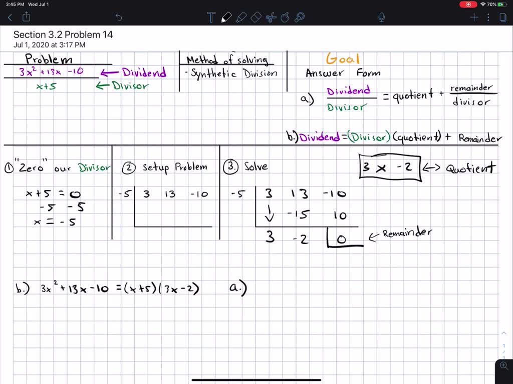 Divide using synthetic division write answers in two ways a