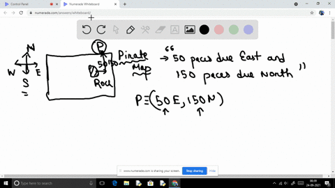 a-pirate-map-indicates-that-a-treasure-is-buried-50-paces-due-east-and-120-paces-due-north-of-a-big-