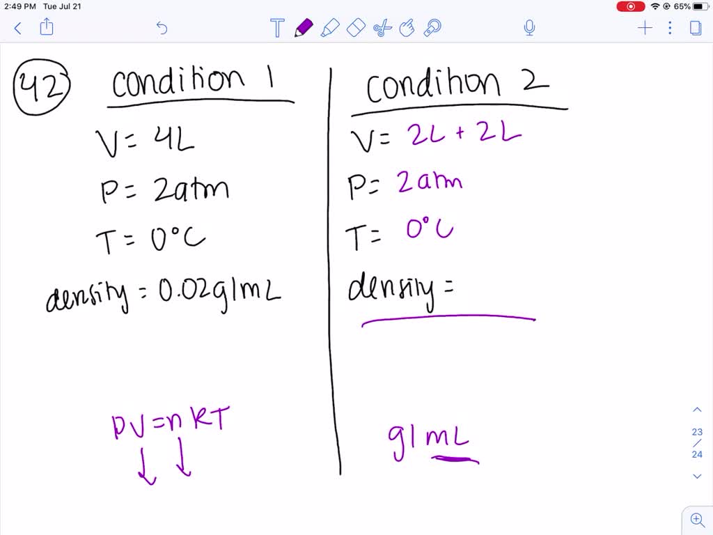 Solved The Density Of Acetylene Gas Mathrm C 2 Mathrm H 2 In A 4 Mathrm L Container At 0 Circ Mathrm C And 2 Atm Pressure Is 0 02 Mathrm G Mathrm Ml What Would Be The Density Of The Gas Under